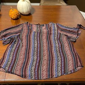 Torrid Maroon Striped Floral Blouse - Az 2X